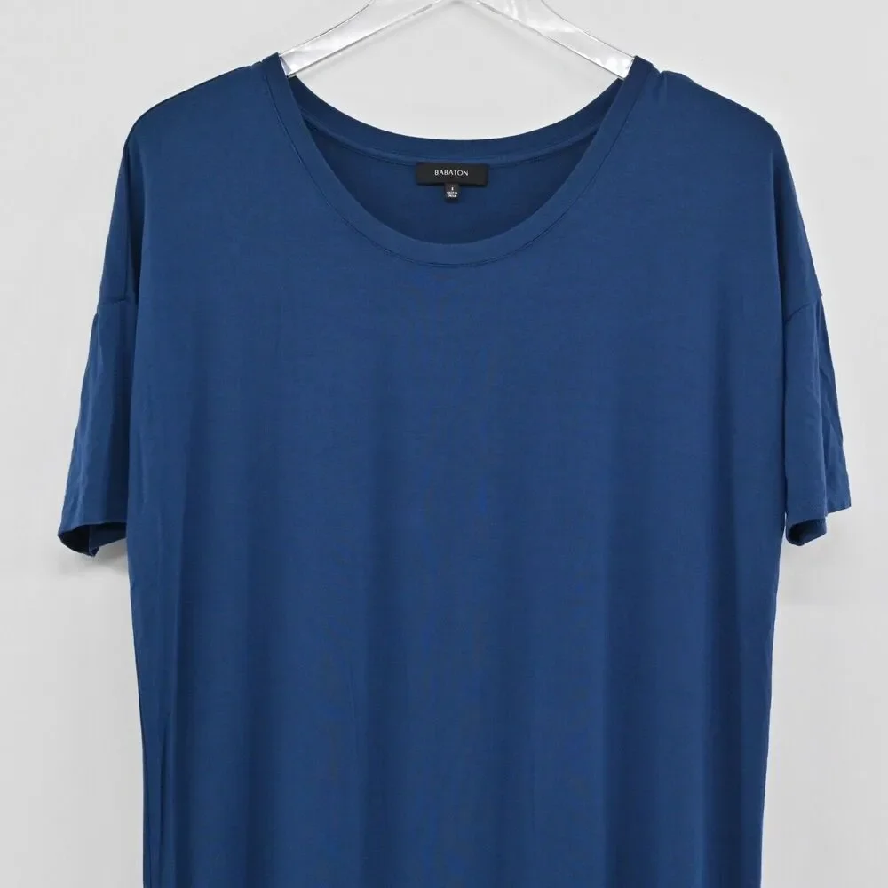 BABATON Dress Size S Aritzia Blue Scoop Neck Dolman‎ Short Sleeve Midi T Shirt